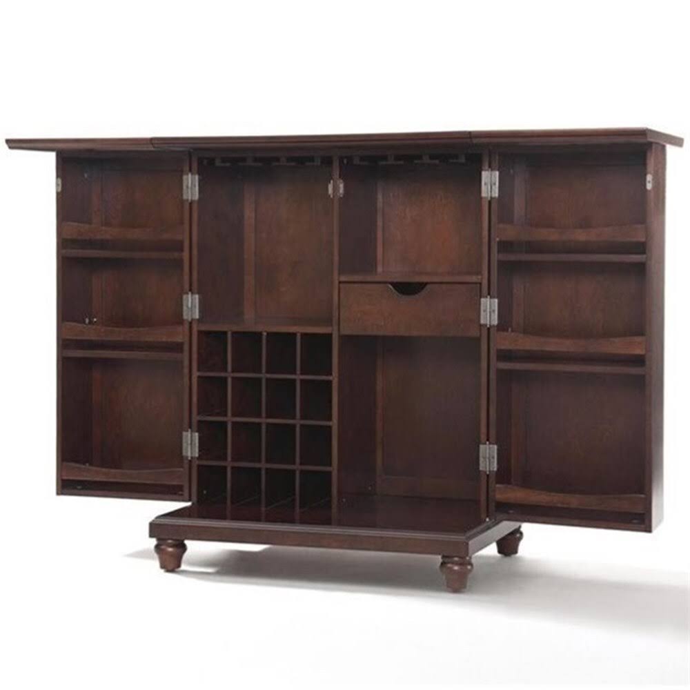 Hill Expandable Home Bar Cabinet In Vintage Mahogany, Brown