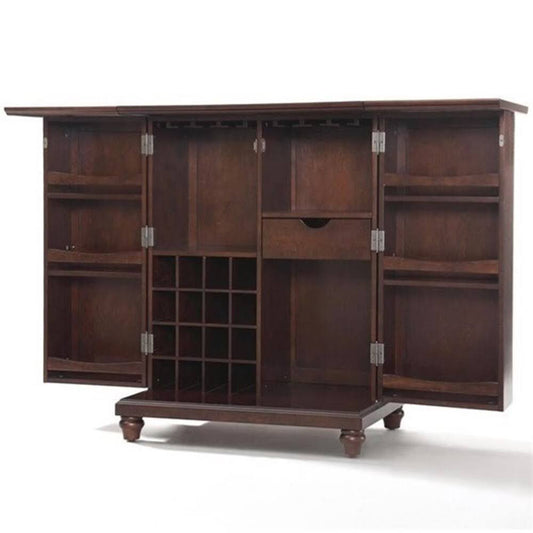 Hill Expandable Home Bar Cabinet In Vintage Mahogany, Brown