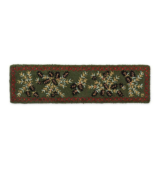 Hooked Wool Pine Cone Short Hearth Runner