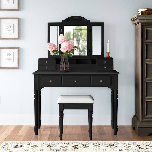 Home Co Bowdon Vanity Set With Stool And Mirror Color: White