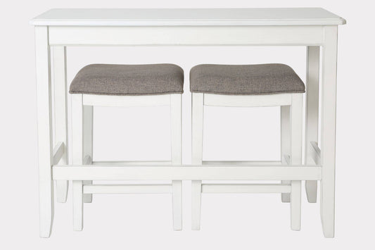 Home Sofa Table With Two Stools (White/Gray)