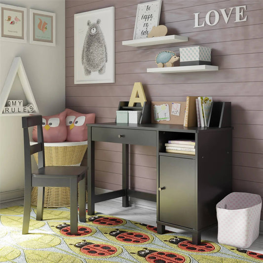 Home Abigail Kids Desk With Chair, Black