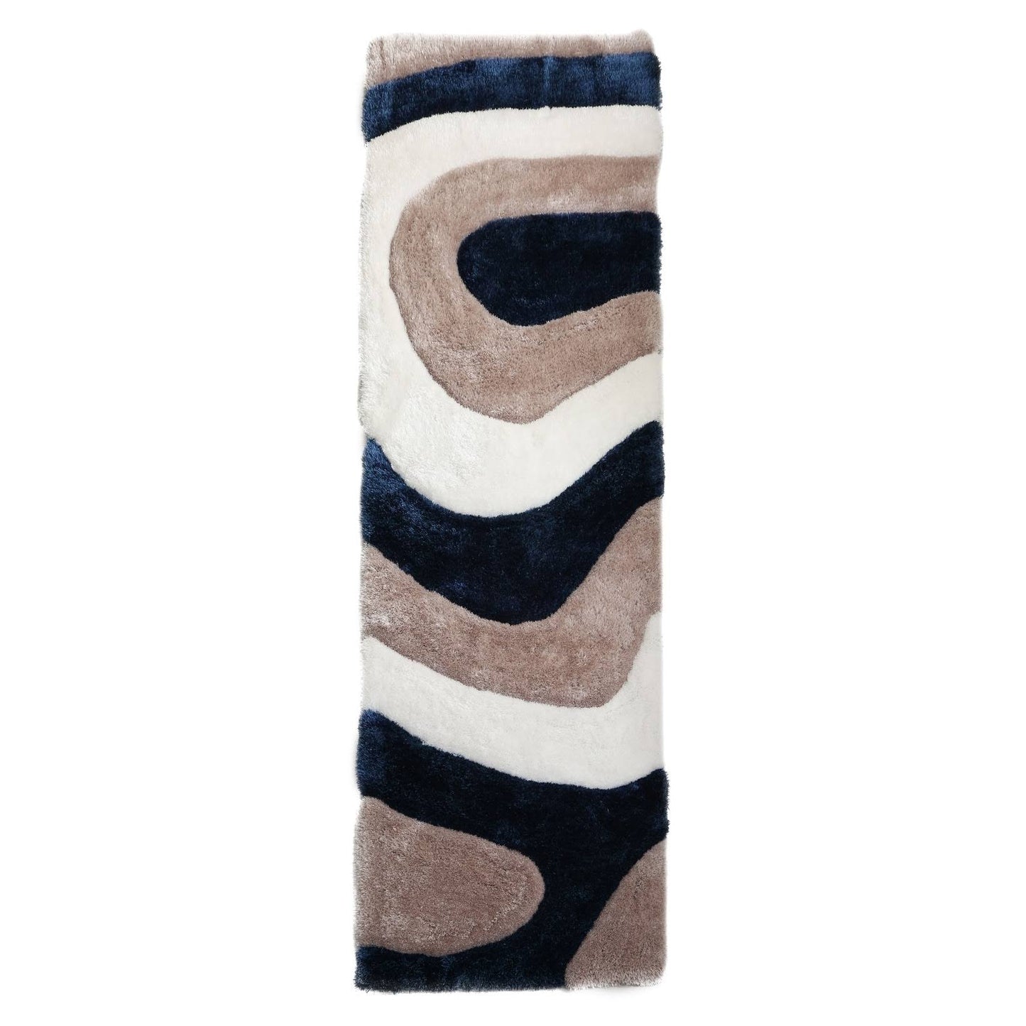 Home Mateos Shag Abstract White/Gray/Navy Polyester Area Rug - 5' X 7'