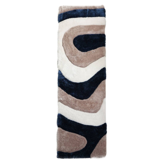 Home Mateos Shag Abstract White/Gray/Navy Polyester Area Rug - 5' X 7'