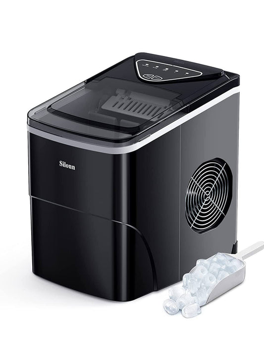 Ice Makers Countertop, 9 Cubes Ready In 6 Mins, 26lbs In 24hrs, Self-Cleaning Ice Machine With Ice Scoop And Basket, 2 Sizes Of Bullet Ice