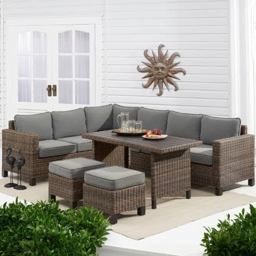 Homes & Gardens Brookbury 5-Piece Outdoor Patio Wicker Dining Sectional Set