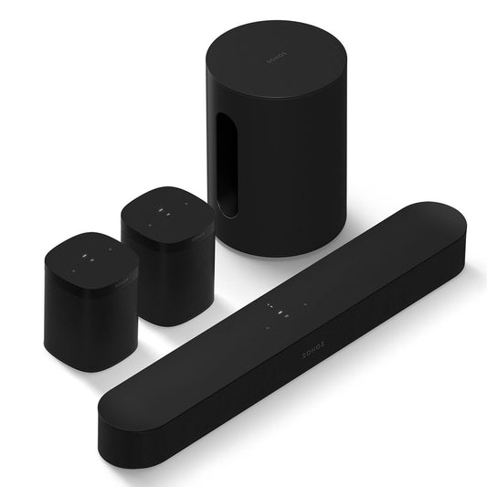 Immersive Set With Beam (Gen 2, Black) Soundbar, Sub Mini Wireless Subwoofer (Black), And Pair Of One Sl Wireless Streaming Speaker (Black)