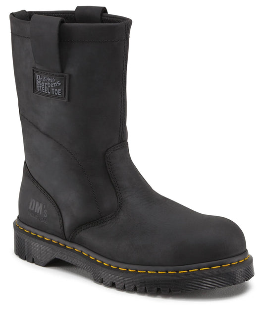 Icon 2295 Greasy Leather Steel Toe Work Boots In Black, Size M 6/F 7