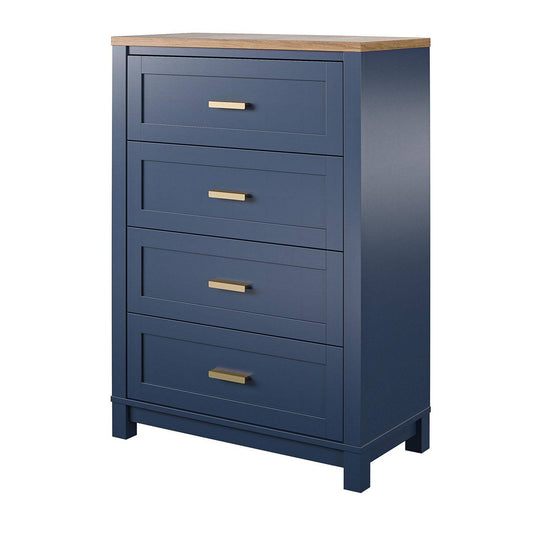 Home Armada 4 Drawer Dresser In Navy With Walnut Top
