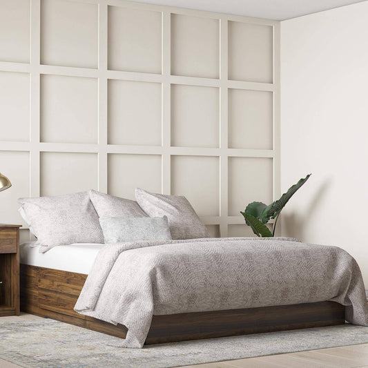 Home Full Platform Bed With Drawers, Walnut