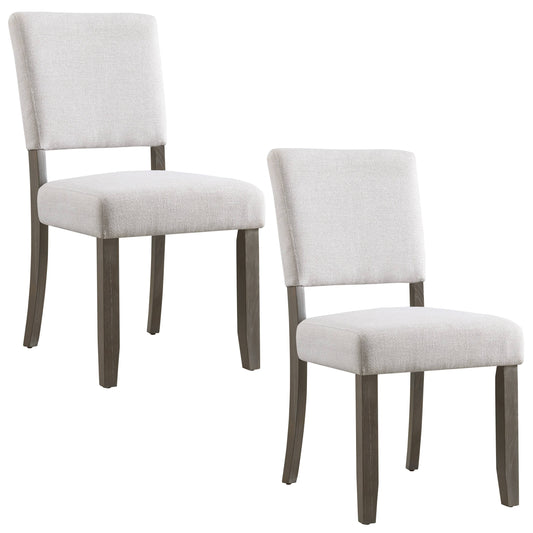Home 10186bb/Hg Wood Upholstered Back Dining Chair With Heather Gray Seat, Set Of 2