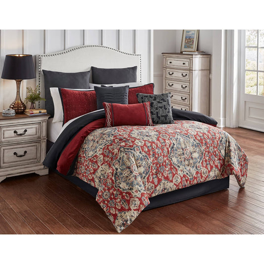 Home Sadler 9 Piece Queen Comforter Set - Red