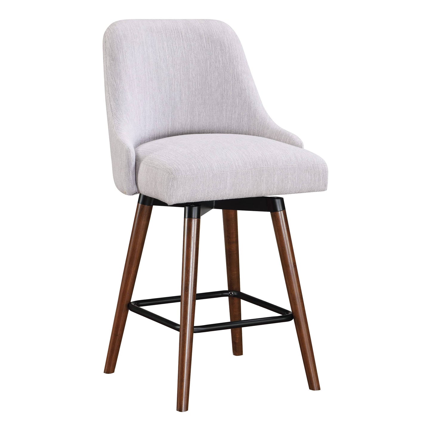 Home Furnishings Bagford 26" Swivel Counter Stool With Medium Espresso Legs In Fog Gray Fabric