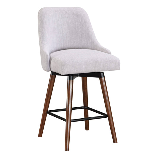 Home Furnishings Bagford 26" Swivel Counter Stool With Medium Espresso Legs In Fog Gray Fabric
