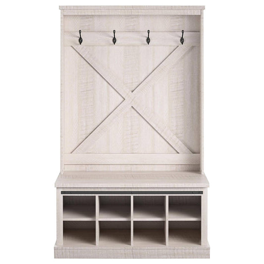 Home Bayshore Heights Rustic White Entryway Bench Hall Tree