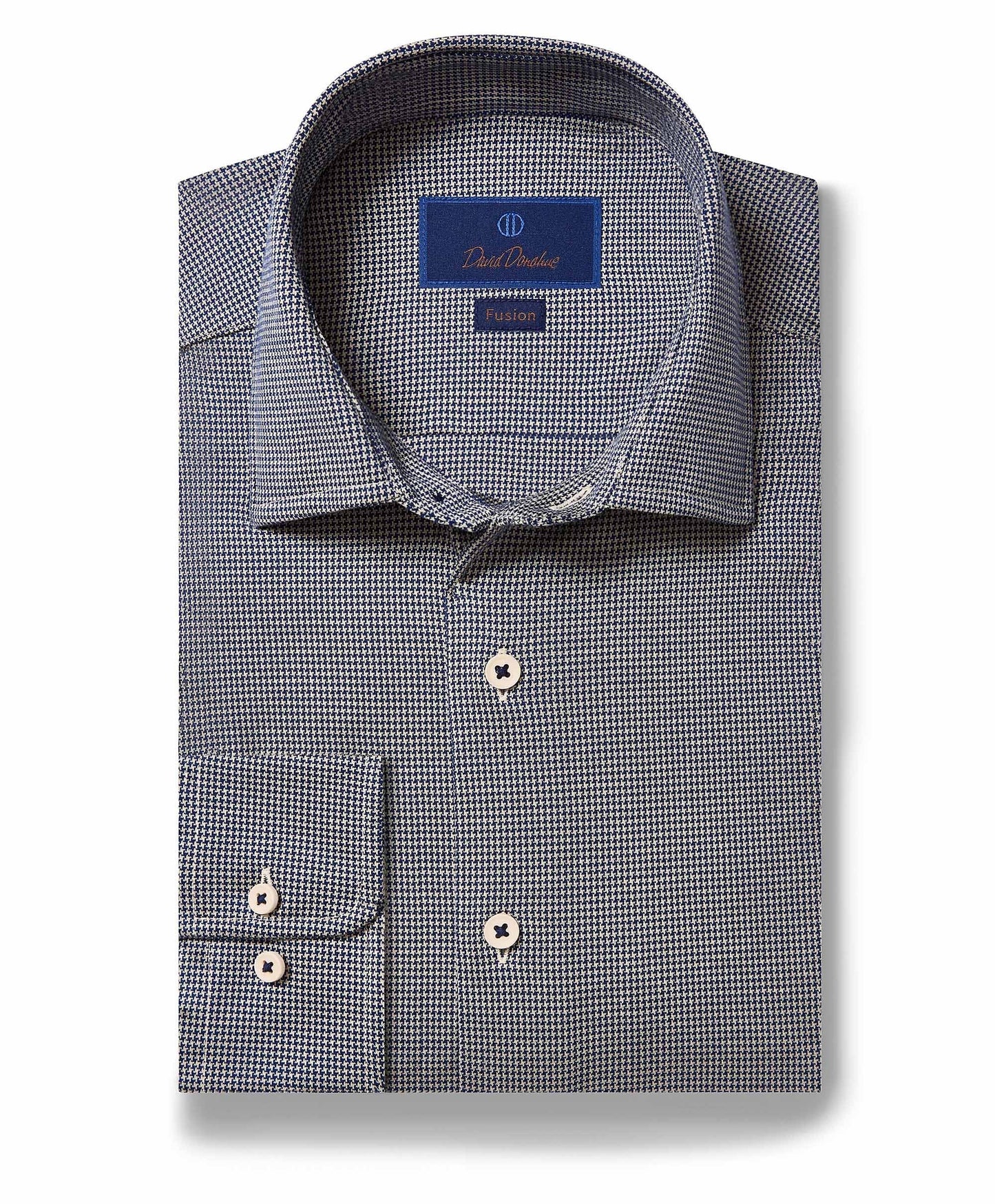 Houndstooth Knit Dress Shirt In Navy At Nordstrom, Size 16.5