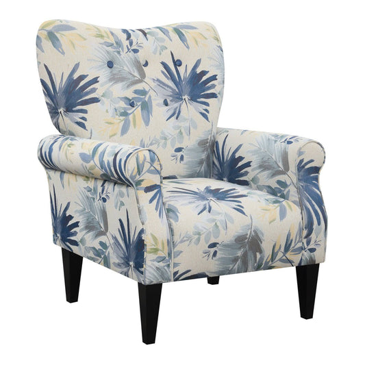 Home Odessa Transitional Button Tufted Accent Chair Blue Floral