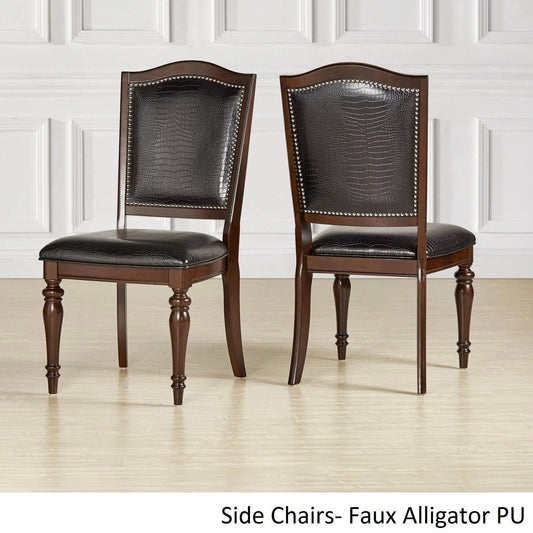 Home Alligator Pu Nailhead Side Chair, Set Of 2, Black Faux All