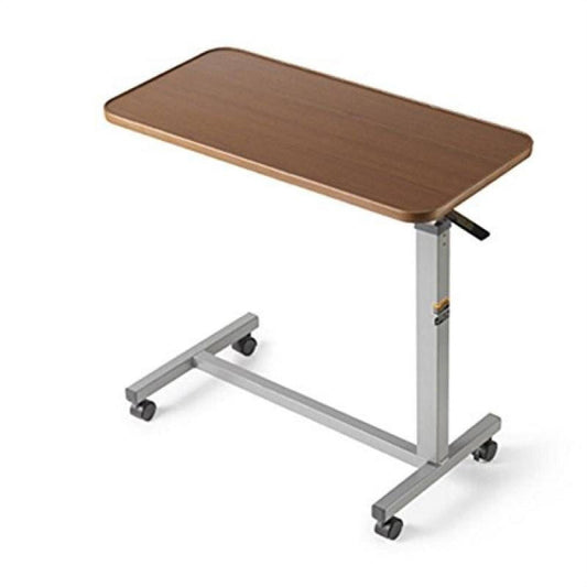 Hospital Style Overbed Table With Auto-Touch Adjustable Height And Wheels Fits Over Beds And Bedside 6417
