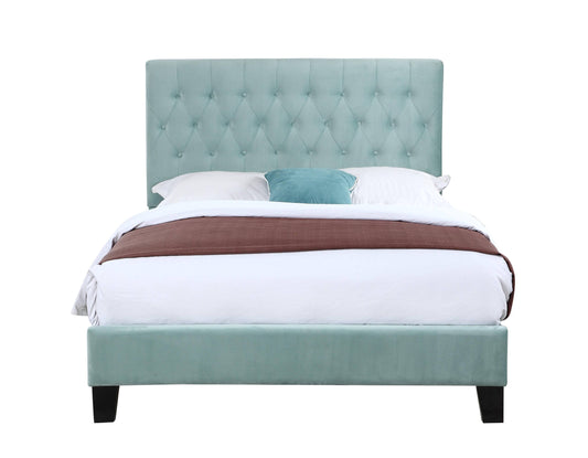 Home Amelia Upholstered Platform Bed Light Blue, Size: Full