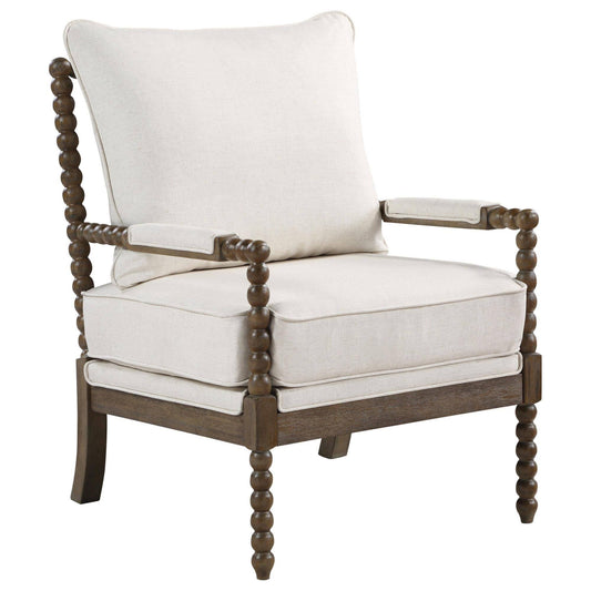Home Furnishings Fletcher Spindle Chair In Linen Fabric With Brush Charcoal Finish