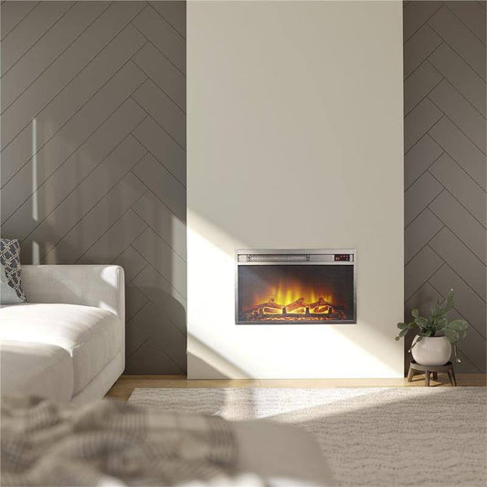Home 23" X 14" Electric Insert With Mesh Front Fireplace, Black