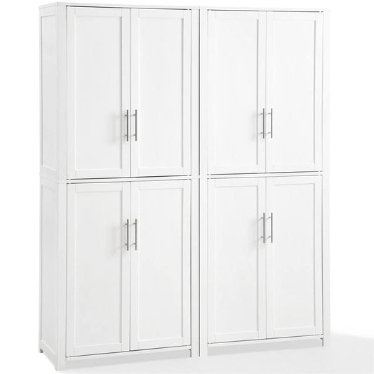 Hill Tall Wooden Shaker Pantry In White (Set Of 2) Finish