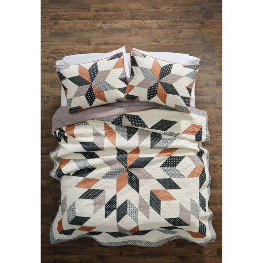 Homes & Gardens Off-White Starburst Cotton King Quilt