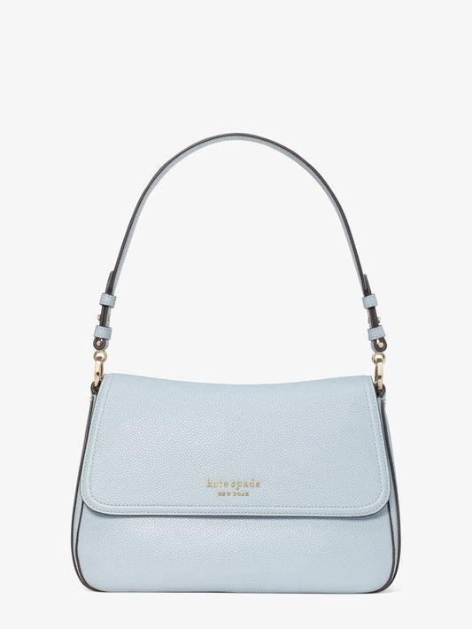 Hudson Pebbled Leather Medium Convertible Flap Shoulder Bag - Ocean Beach