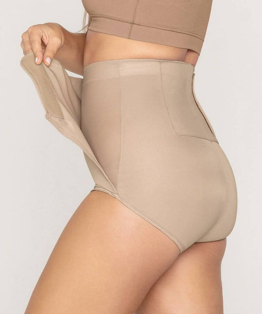 High-Waist Postpartum Panty With Adjustable Belly Wrap, Nude