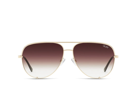 High Key Large Aviator Sunglasses (Gold Frame/Brown Fade Lens) - Oversized Fit, Womens & Mens | Metal Frame |  Sunglasses