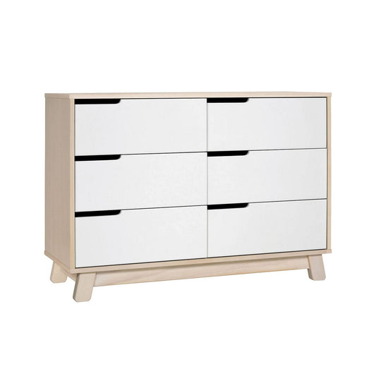 Hudson 6 Drawer Double Dresser, Washed Natural/White