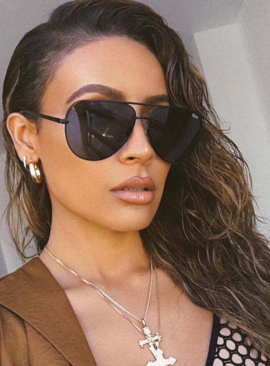 High Key Aviator Sunglasses (Black/Smoke Lens)