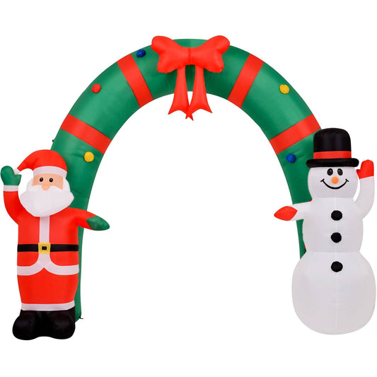 Hill Farm 8' Inflatable Arch With Santa And Snowman Green