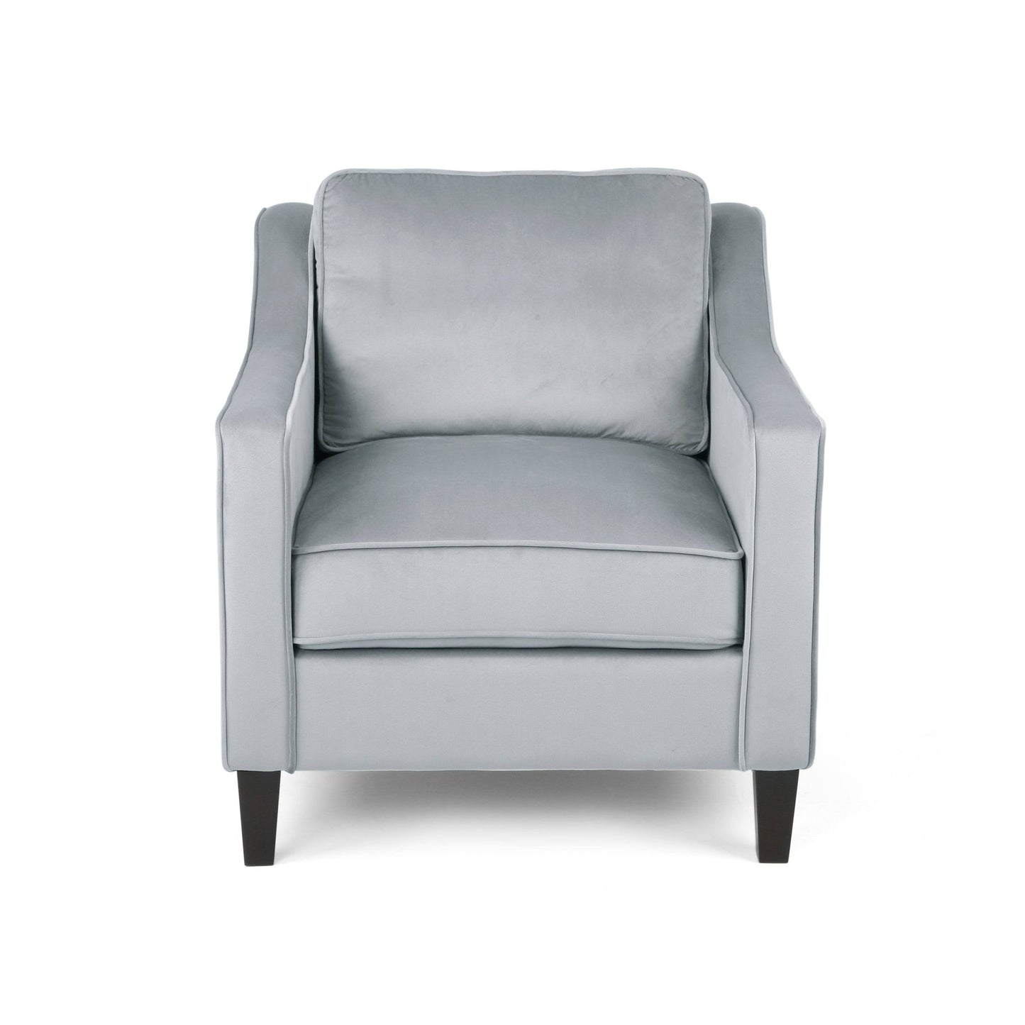 House Milo Velvet Club Chair, Gray, Dark Brown