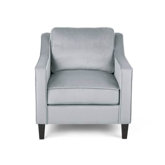 House Milo Velvet Club Chair, Gray, Dark Brown