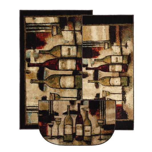 Home New Wave (Blue) Wine And Glasses Area Rug - 1'8 X 3'9 (Multi-Colored)
