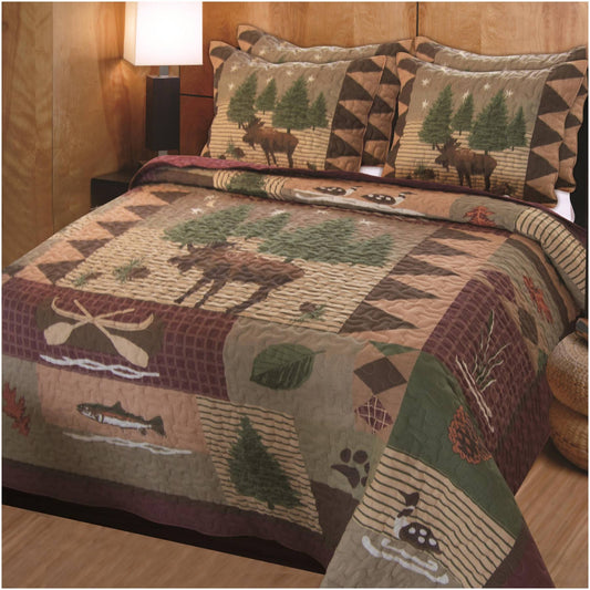Home Moose Lodge Quilt Set Full Queen
