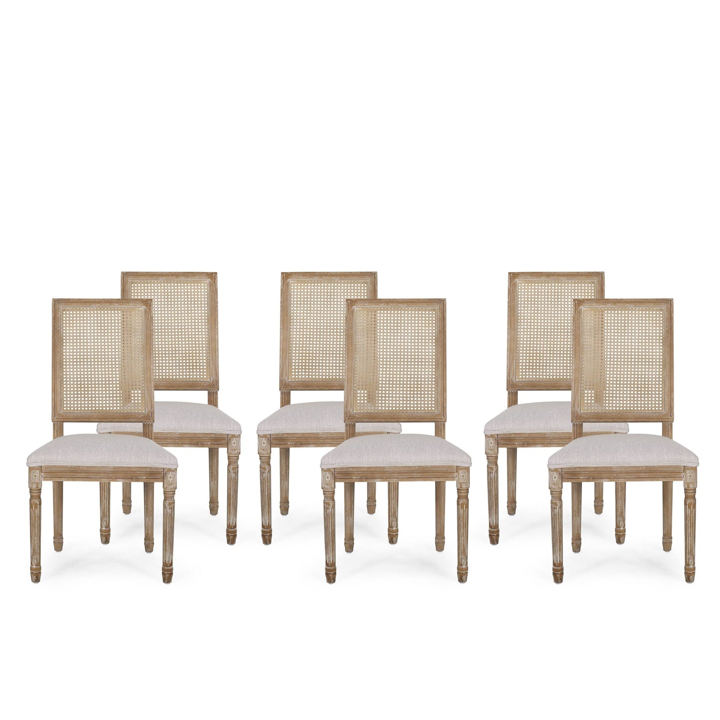 House Beckstrom French Fabric Dining Chair, Set Of 6, Light Gray