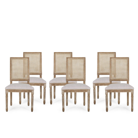 House Beckstrom French Fabric Dining Chair, Set Of 6, Light Gray