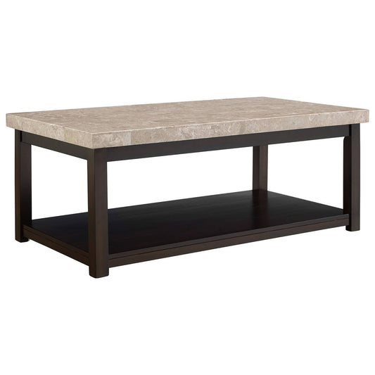 House Furnishings Caleb Coffee Table W/ Marble Top - Espresso