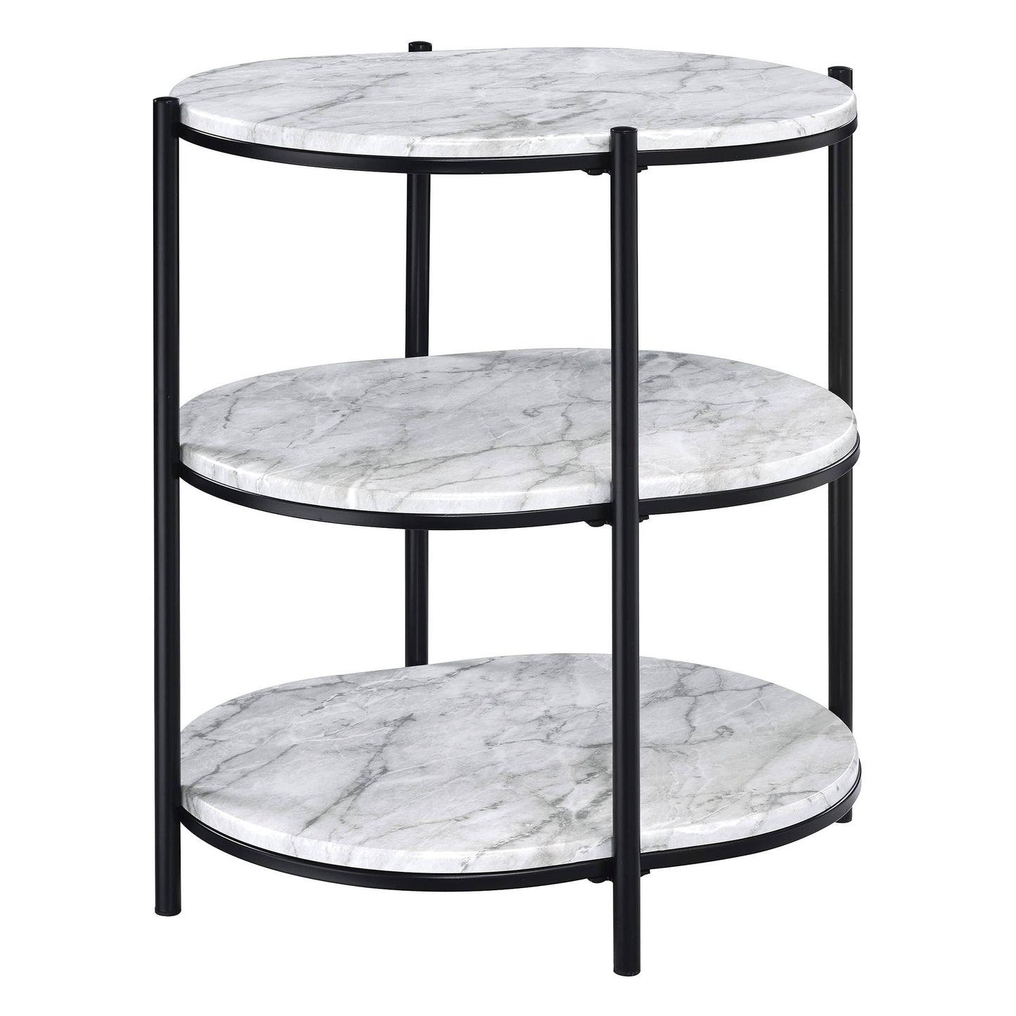 Home Furnishings - Renton 3-Tier Oval Table - Black/Black