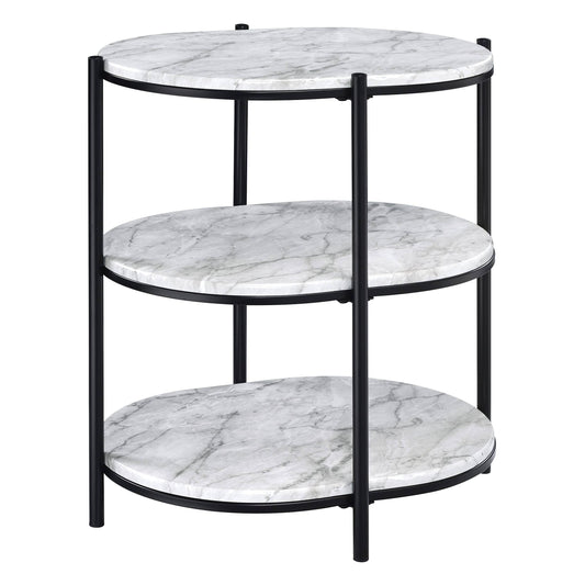 Home Furnishings - Renton 3-Tier Oval Table - Black/Black