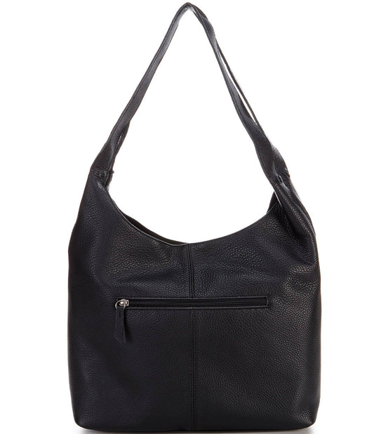 Huntley Leather Hobo Bag, Black