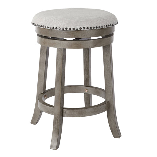Home Furnishings Backless Swivel Stool In Antique Grey Finish 2-Pack