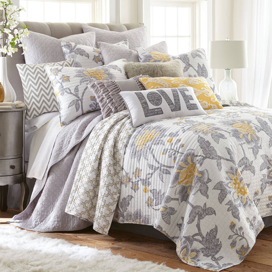 Home Reverie King Quilt Set - Grey