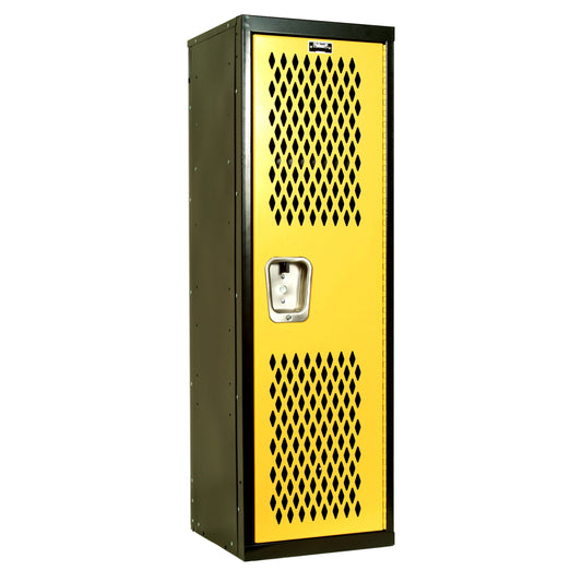 Home Team Locker, 15 Inchw X 15 Inchd X 48 Inchh, Black Body / Yellow Door, Single Tier, 1-Wide, Knock-Down