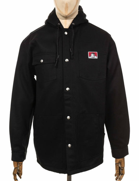 Hooded Jacket With Snaps Black - Black