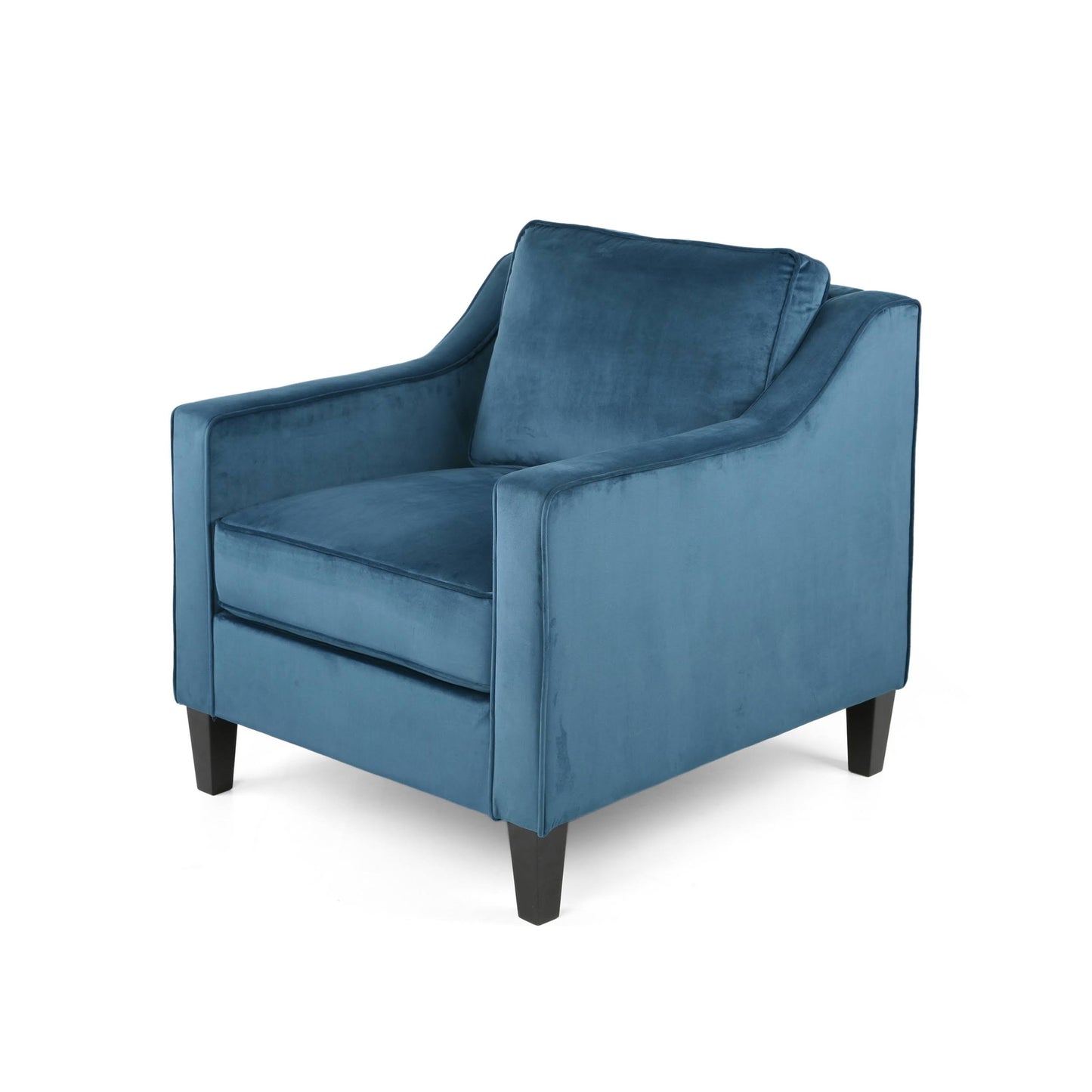 House Milo Velvet Club Chair, Blue, Dark Brown
