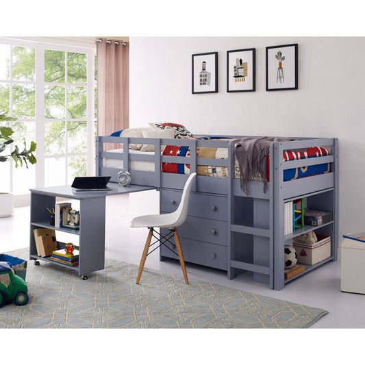 Home Low Study Loft Bed Gray/Twin